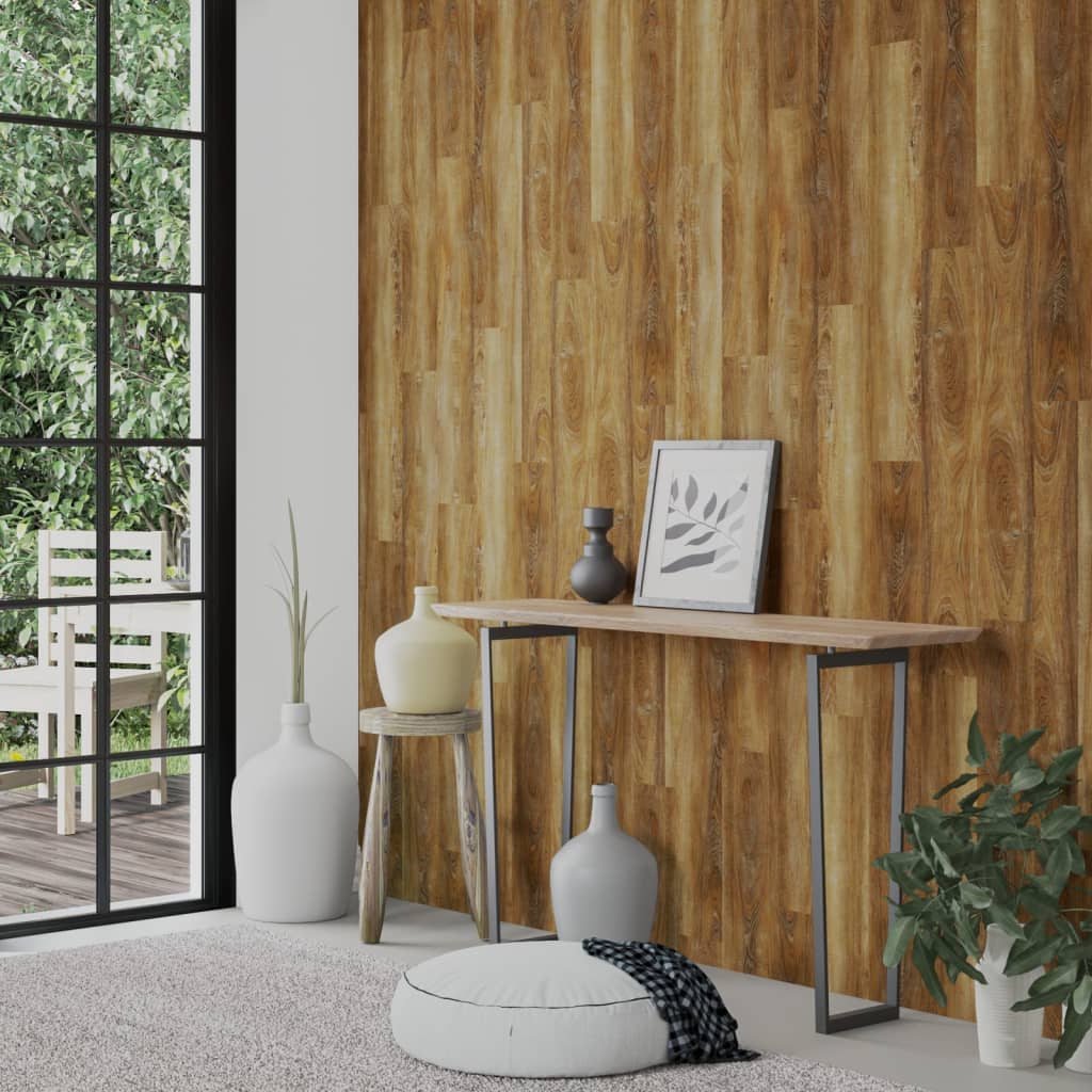 vidaXL Wall Panels Wood Look Brown PVC 2.06 m²