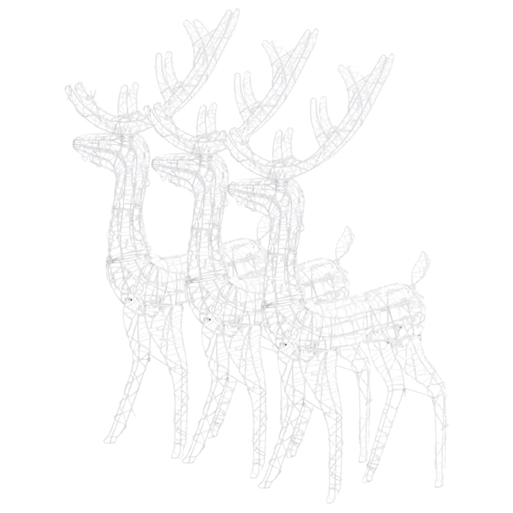 vidaXL Acrylic Reindeer Christmas Decorations 3 pcs 128 cm Warm White