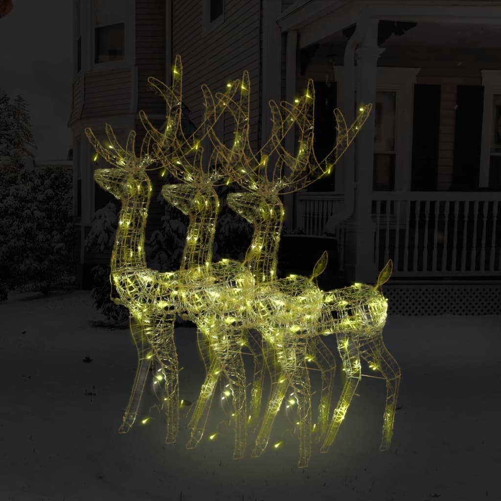 vidaXL Acrylic Reindeer Christmas Decorations 3 pcs 128 cm Warm White