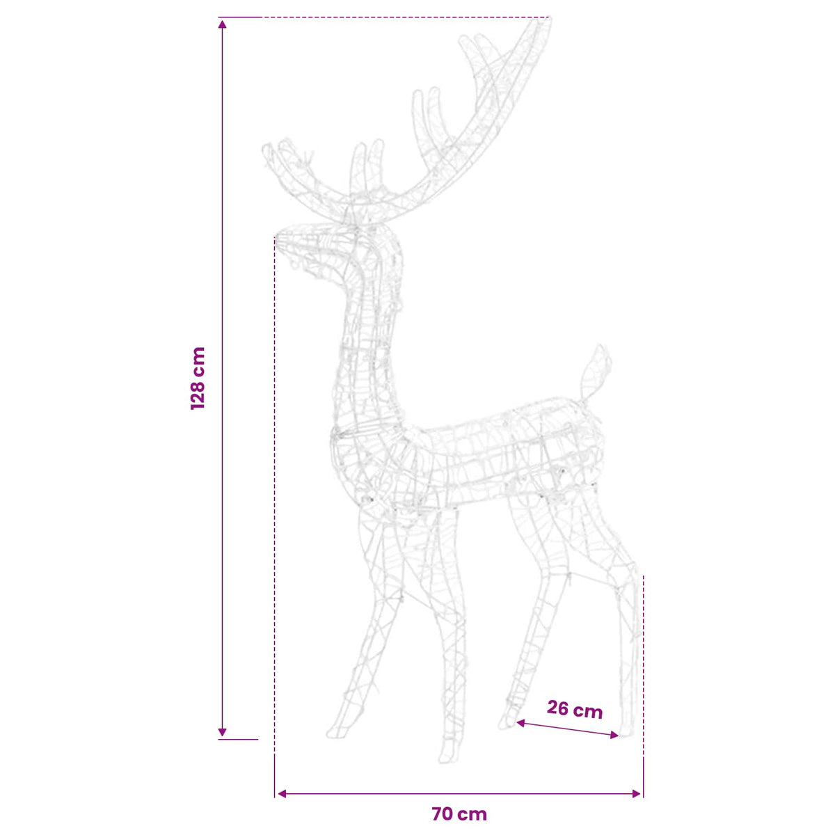 vidaXL Acrylic Reindeer Christmas Decorations 3 pcs 128 cm Warm White