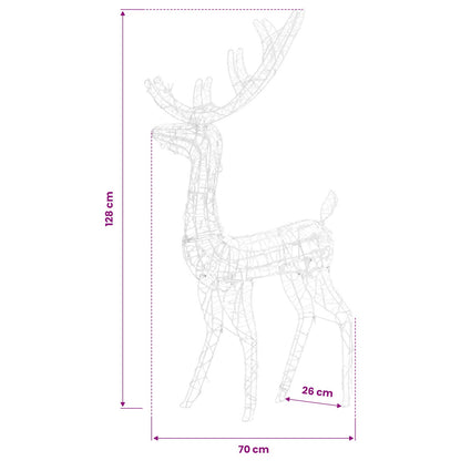 vidaXL Acrylic Reindeer Christmas Decorations 3 pcs 128 cm Warm White