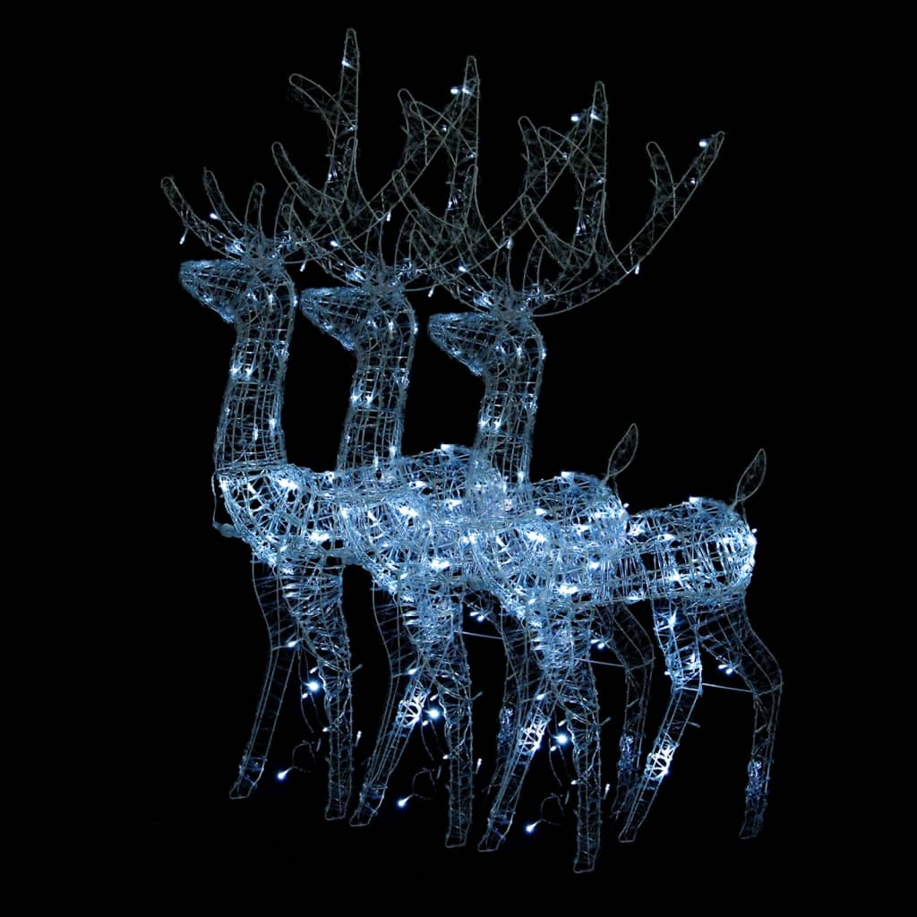 vidaXL Acrylic Reindeer Christmas Decorations 3 pcs 128 cm Cold White