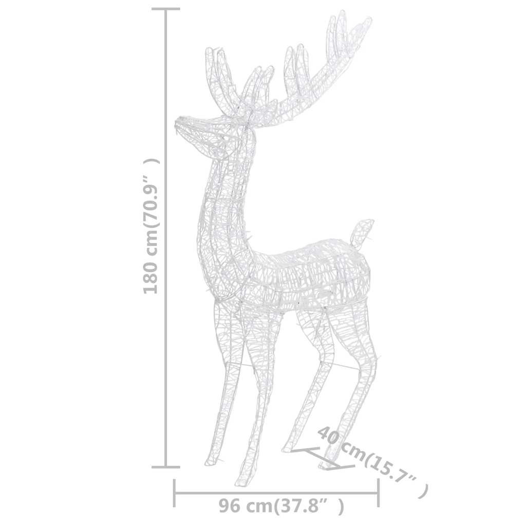 vidaXL XXL Acrylic Christmas Reindeers 250 LED 2 pcs 180 cm Warm White