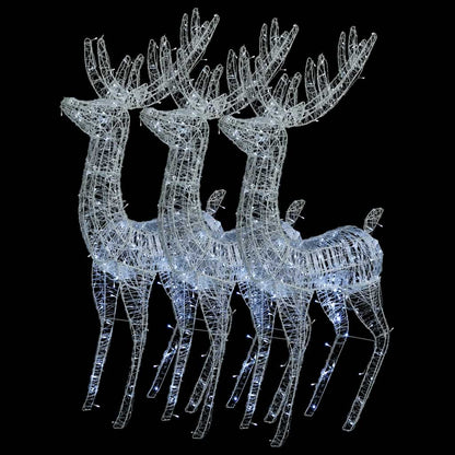 vidaXL XXL Acrylic Christmas Reindeers 250 LED 3 pcs 180 cm Cold white