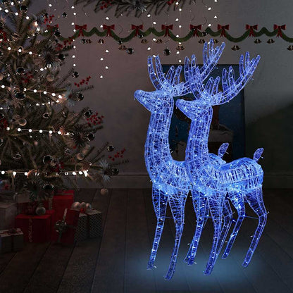 vidaXL XXL Acrylic Christmas Reindeers 250 LED 2 pcs 180 cm Blue