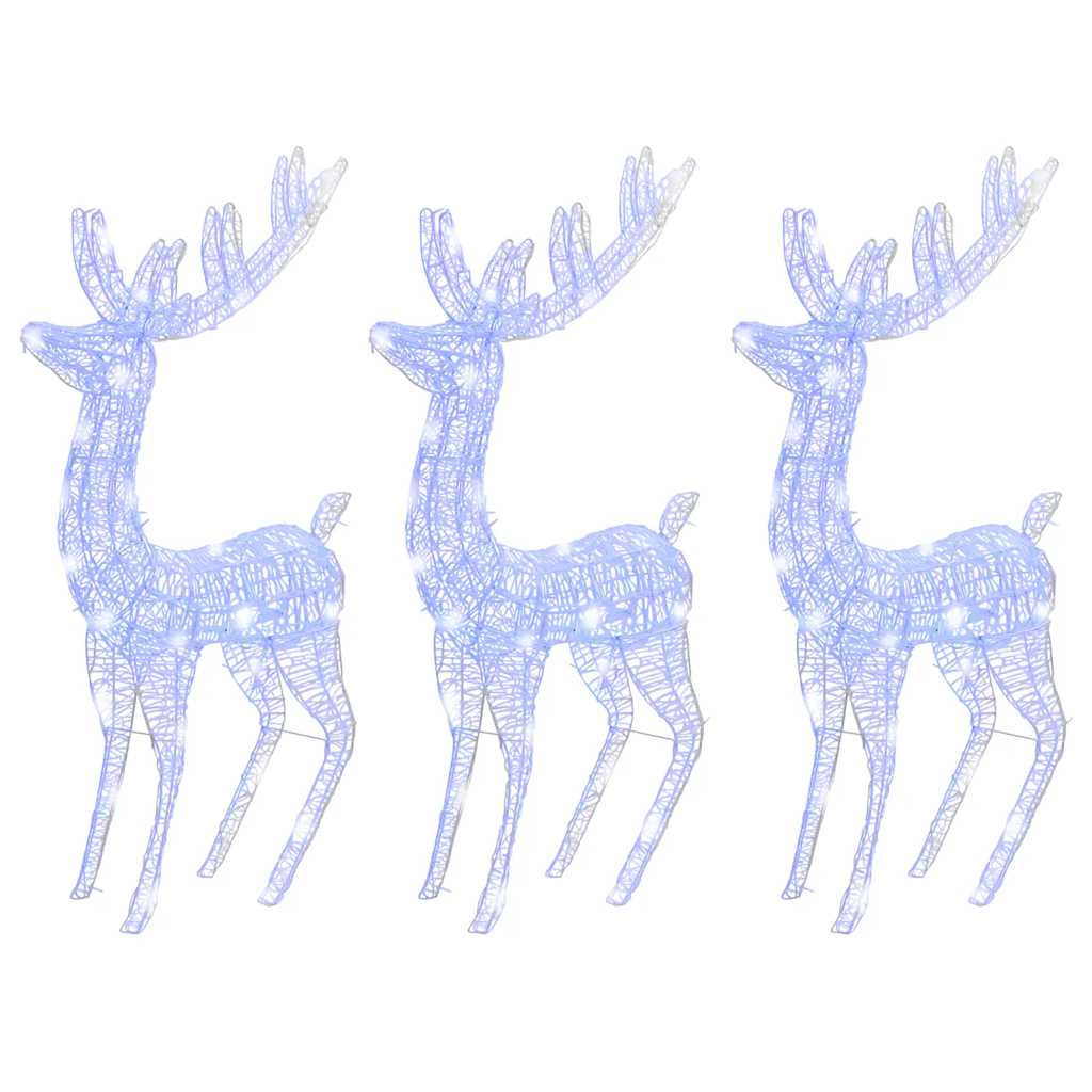 vidaXL XXL Acrylic Christmas Reindeers 250 LED 3 pcs 180 cm Blue