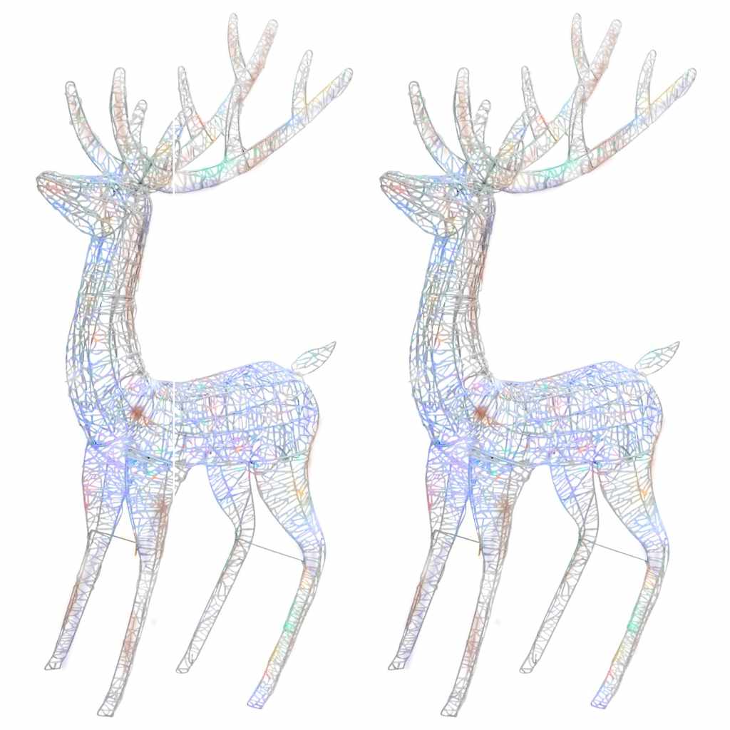 vidaXL XXL Acrylic Christmas Reindeers 250 LED 2 pcs 180 cm Multicolour