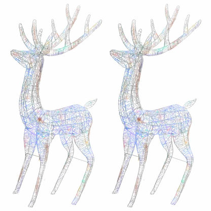vidaXL XXL Acrylic Christmas Reindeers 250 LED 2 pcs 180 cm Multicolour