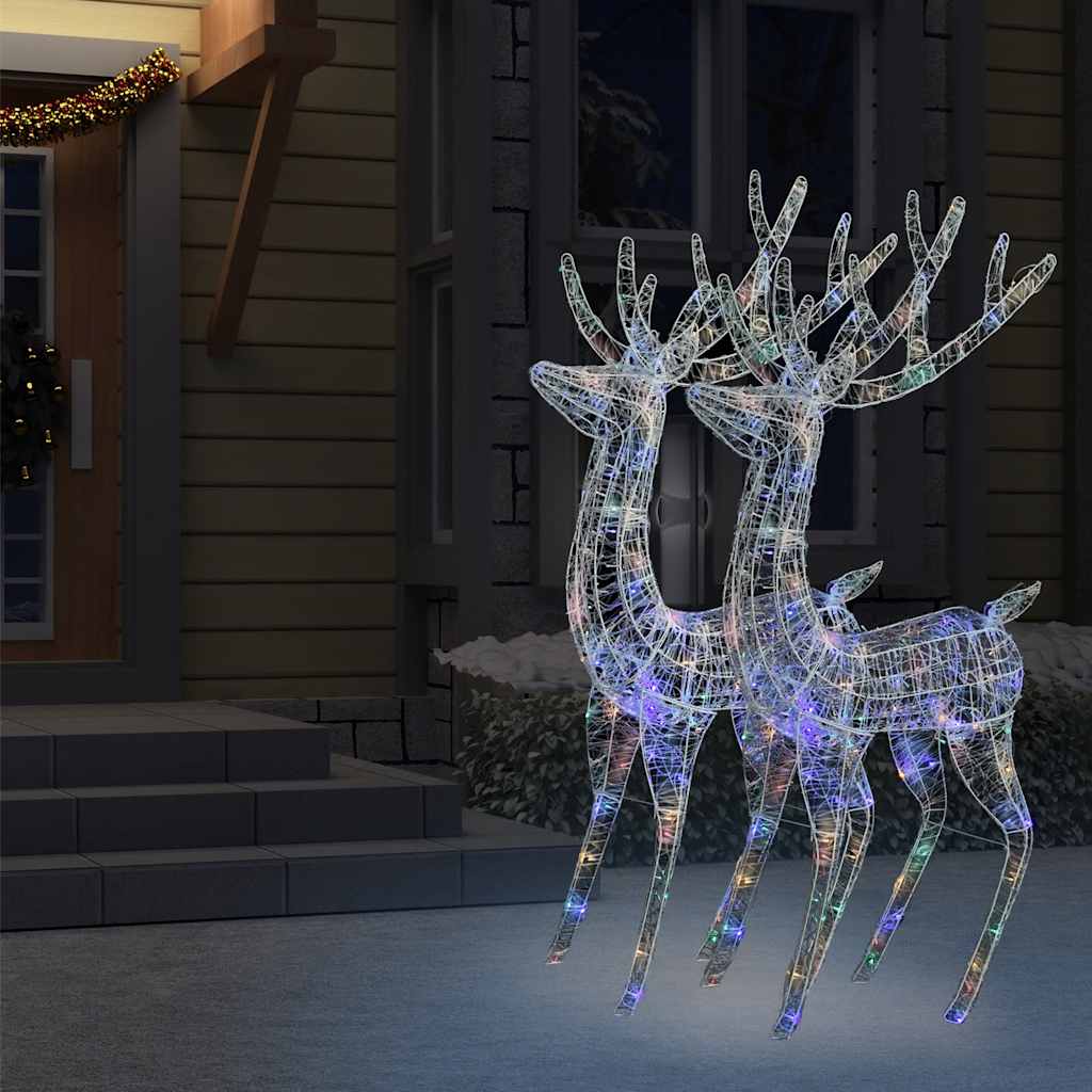 vidaXL XXL Acrylic Christmas Reindeers 250 LED 2 pcs 180 cm Multicolour