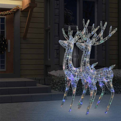 vidaXL XXL Acrylic Christmas Reindeers 250 LED 2 pcs 180 cm Multicolour