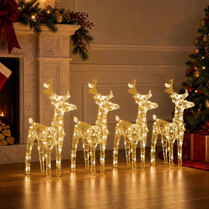vidaXL Christmas Reindeers 4 pcs Warm White 160 LEDs Acrylic