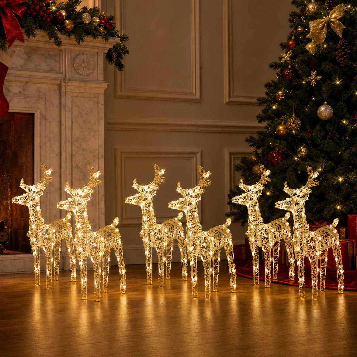 vidaXL Christmas Reindeers 6 pcs Warm White 240 LEDs Acrylic