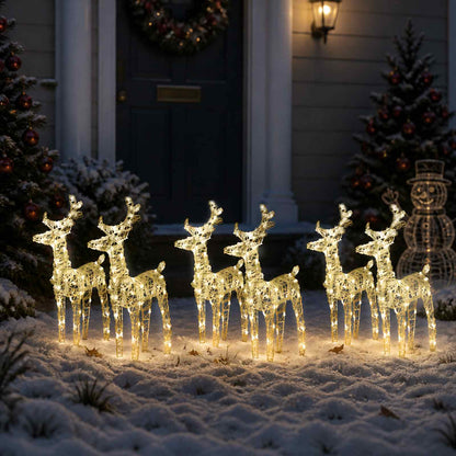 vidaXL Christmas Reindeers 6 pcs Warm White 240 LEDs Acrylic