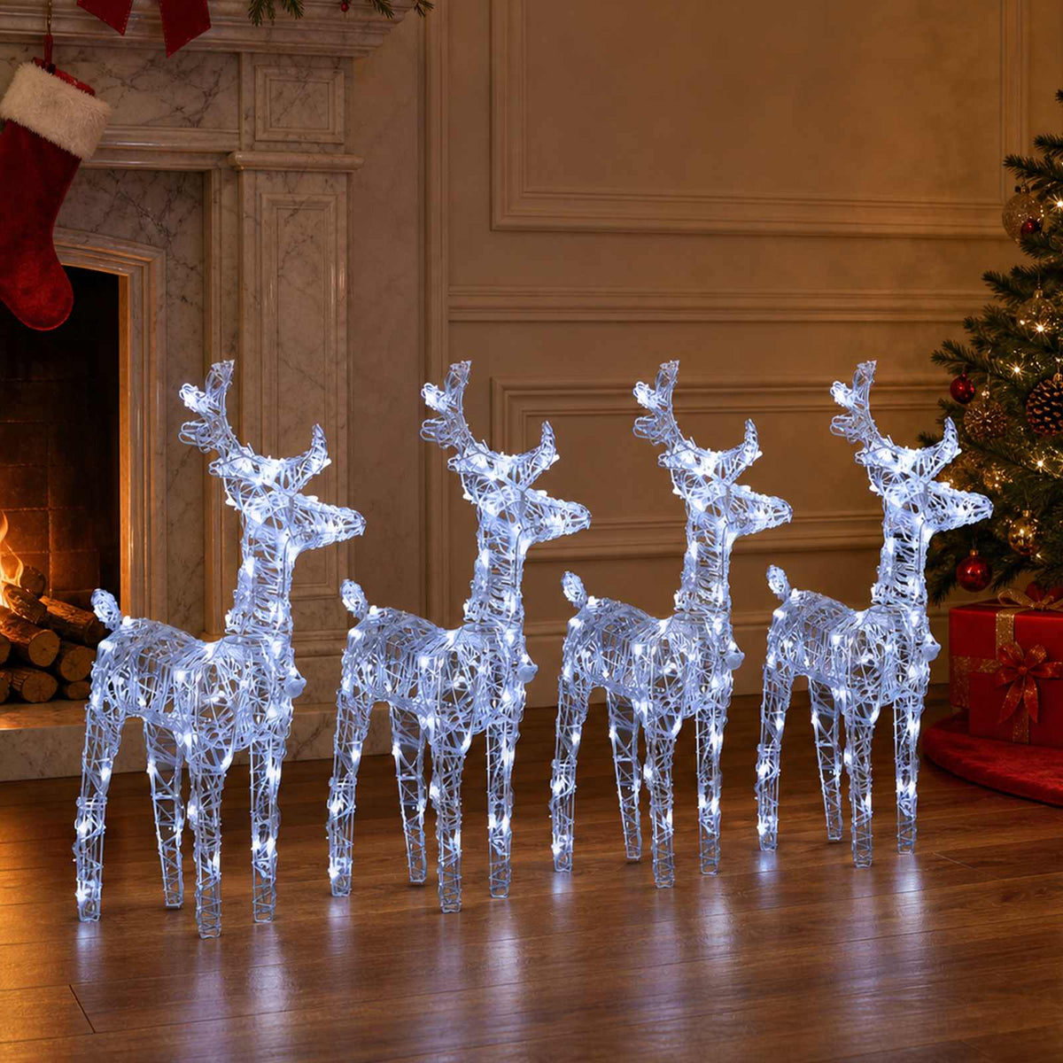 vidaXL Christmas Reindeers 4 pcs Cold White 160 LEDs Acrylic