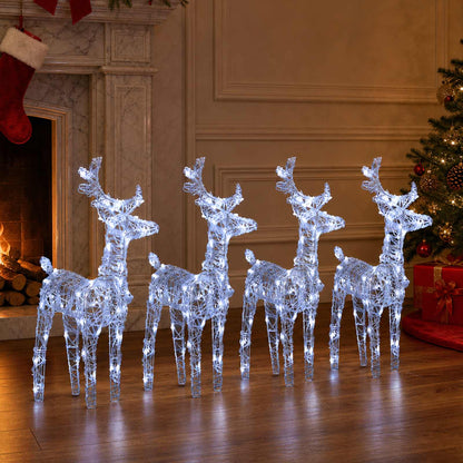 vidaXL Christmas Reindeers 4 pcs Cold White 160 LEDs Acrylic