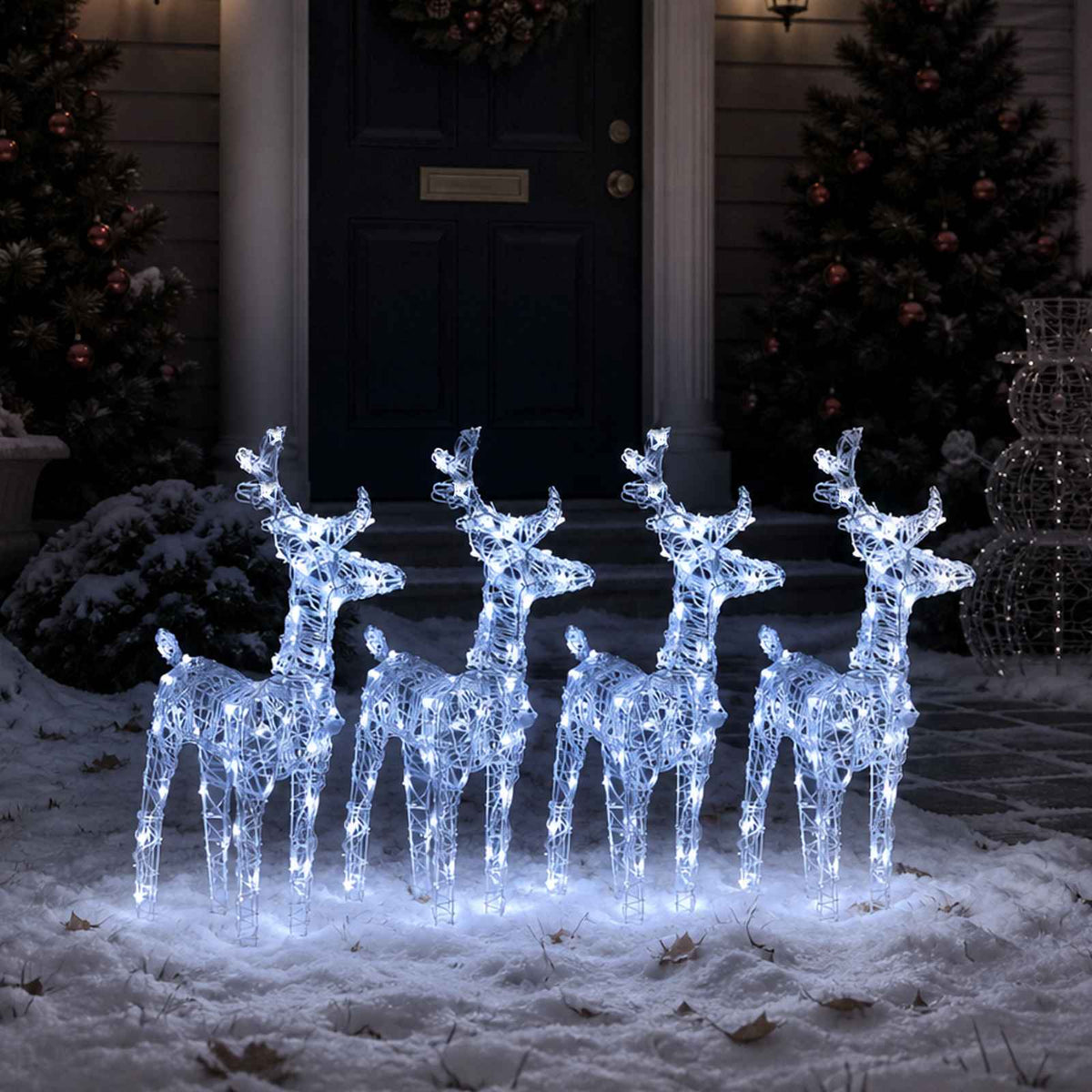 vidaXL Christmas Reindeers 4 pcs Cold White 160 LEDs Acrylic
