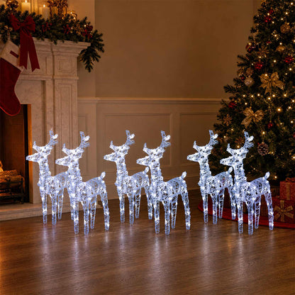 vidaXL Christmas Reindeers 6 pcs Cold White 240 LEDs Acrylic