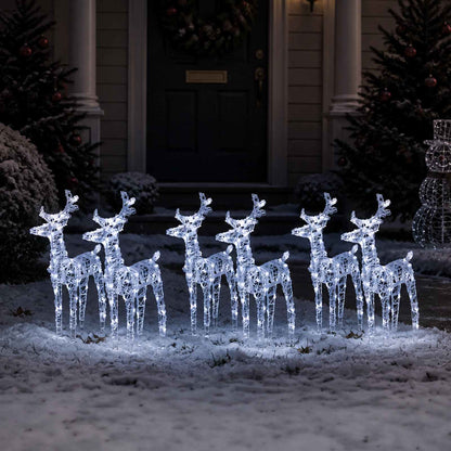 vidaXL Christmas Reindeers 6 pcs Cold White 240 LEDs Acrylic
