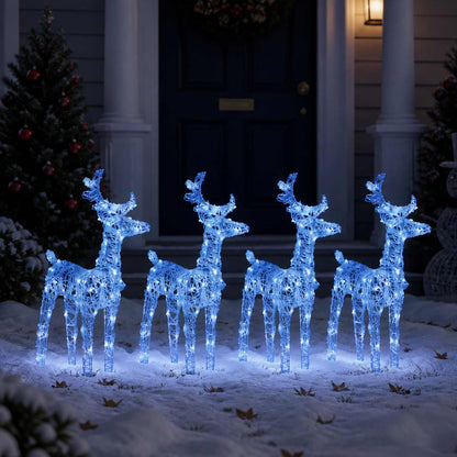 vidaXL Christmas Reindeers 4 pcs Blue 160 LEDs Acrylic