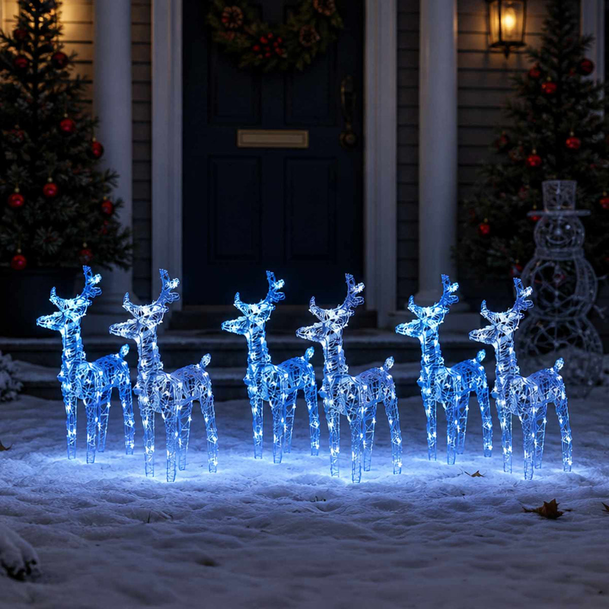 vidaXL Christmas Reindeers 6 pcs Blue 240 LEDs Acrylic