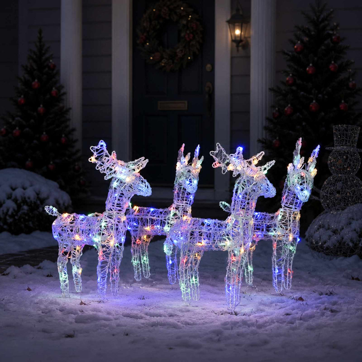 vidaXL Christmas Reindeers 4 pcs Multicolour 160 LEDs Acrylic
