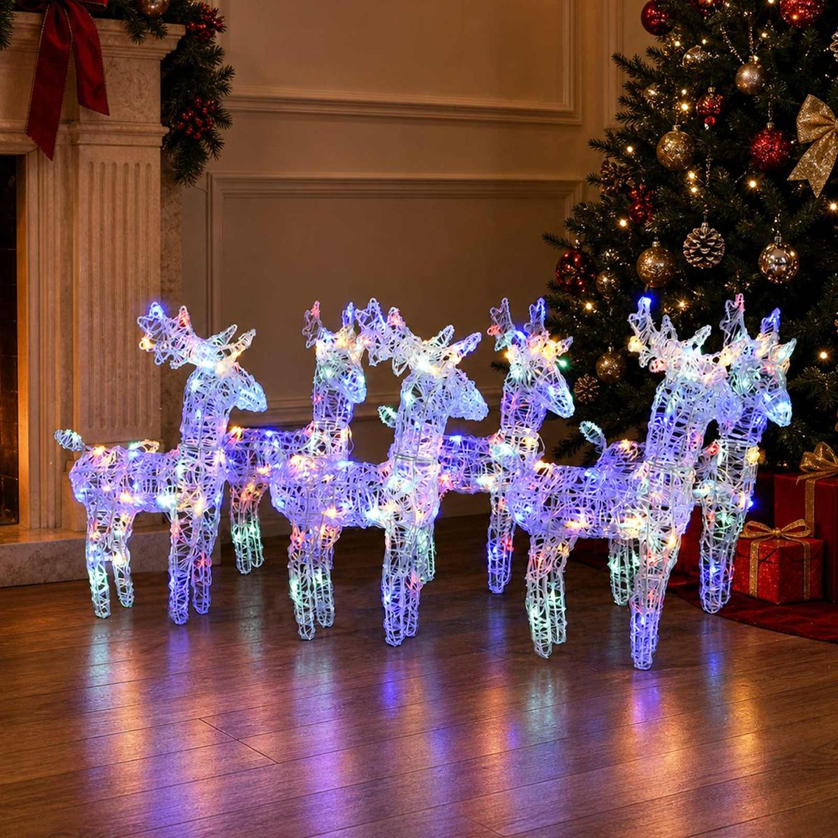 vidaXL Christmas Reindeers 6 pcs Multicolour 240 LEDs Acrylic