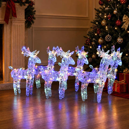 vidaXL Christmas Reindeers 6 pcs Multicolour 240 LEDs Acrylic