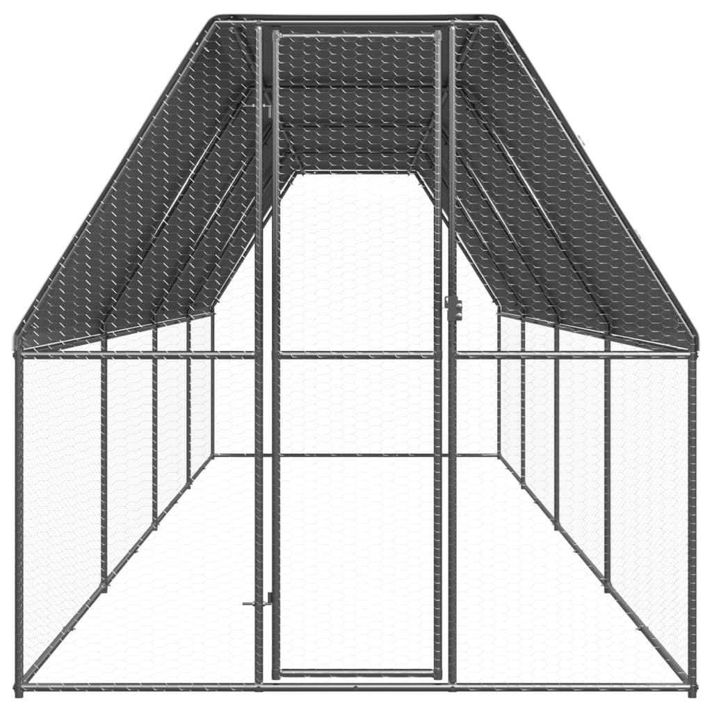 vidaXL Outdoor Chicken Cage 2x8x2 m Galvanised Steel