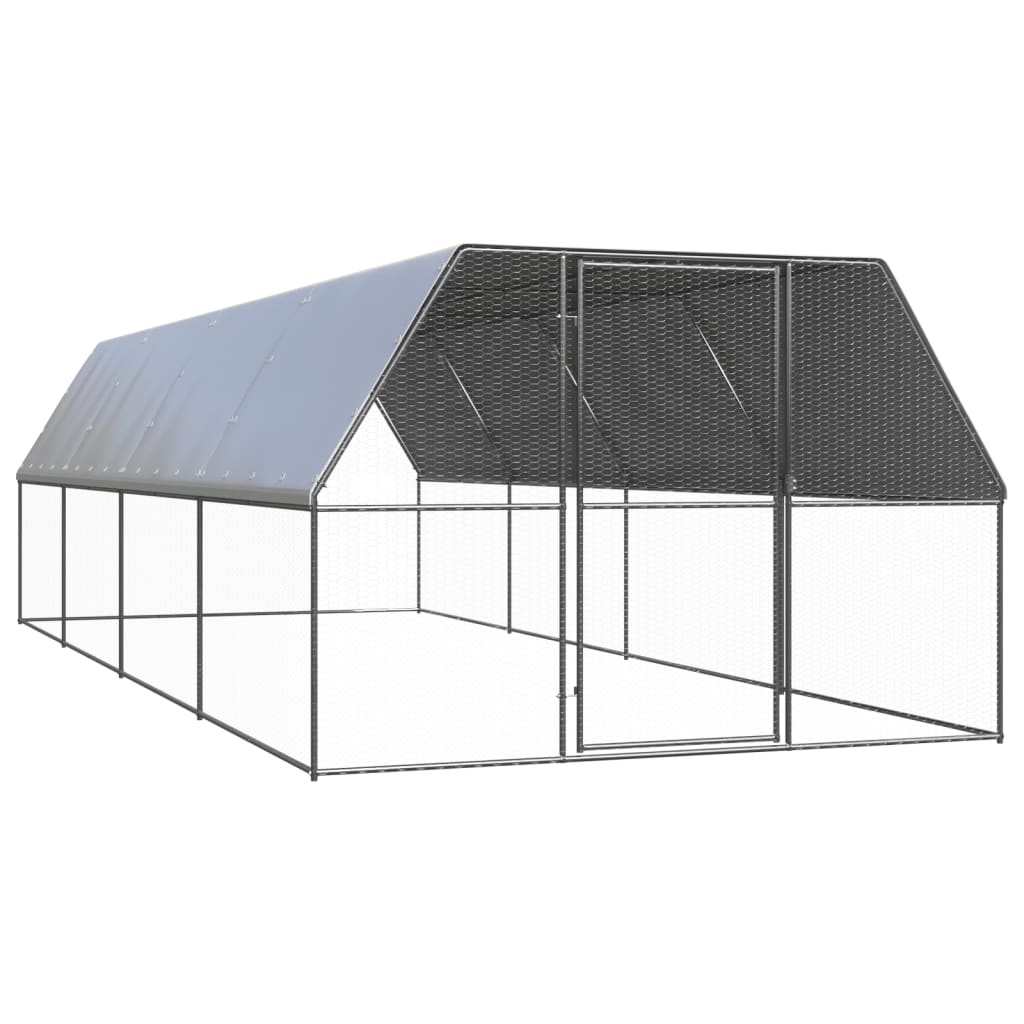 vidaXL Outdoor Chicken Cage 3x8x2 m Galvanised Steel