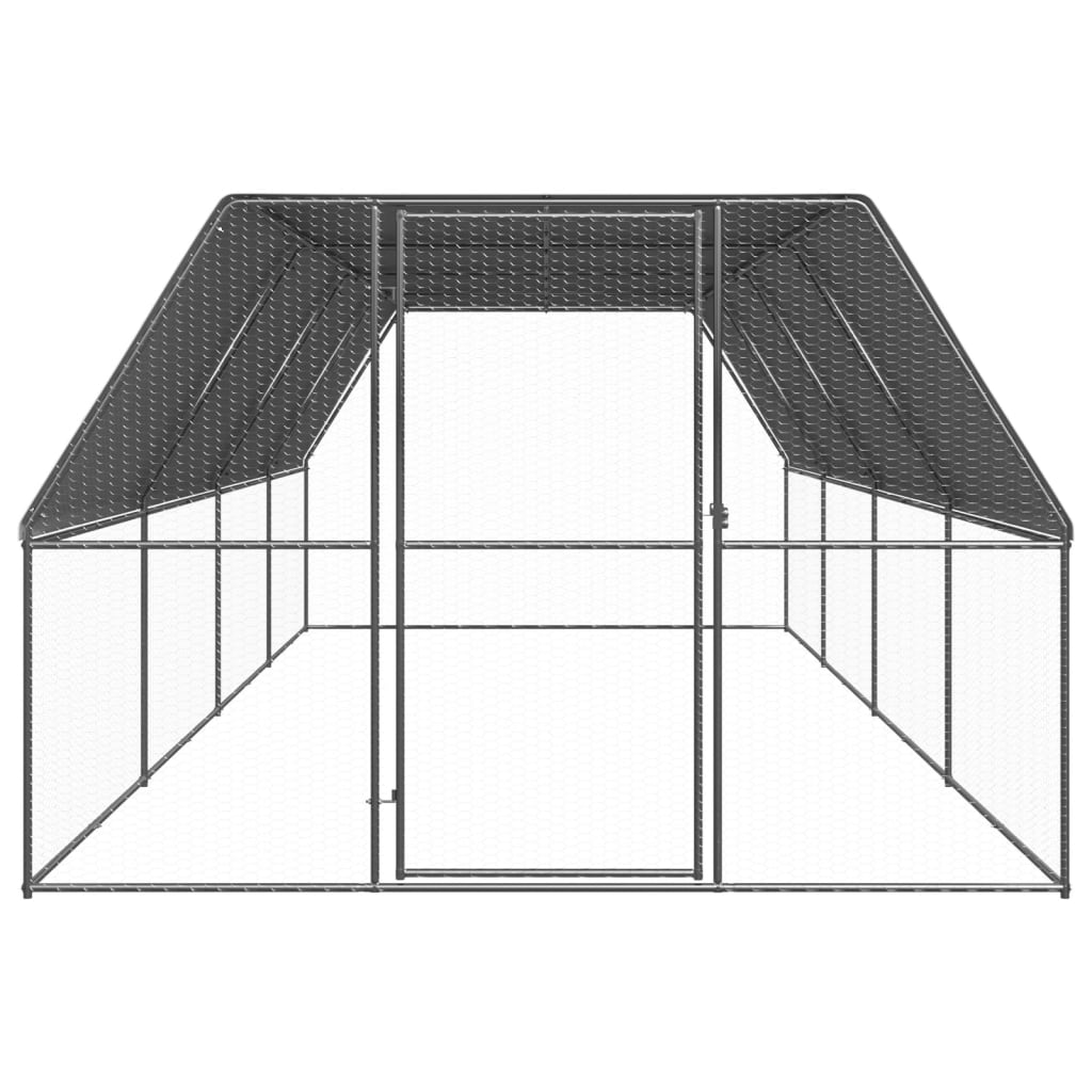 vidaXL Outdoor Chicken Cage 3x8x2 m Galvanised Steel
