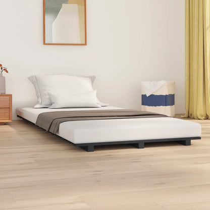 vidaXL Bed Frame without Mattress Grey 90x200 cm Solid Wood Pine