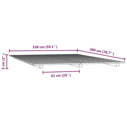 vidaXL Bed Frame without Mattress White 150x200 cm King Size Solid Wood Pine