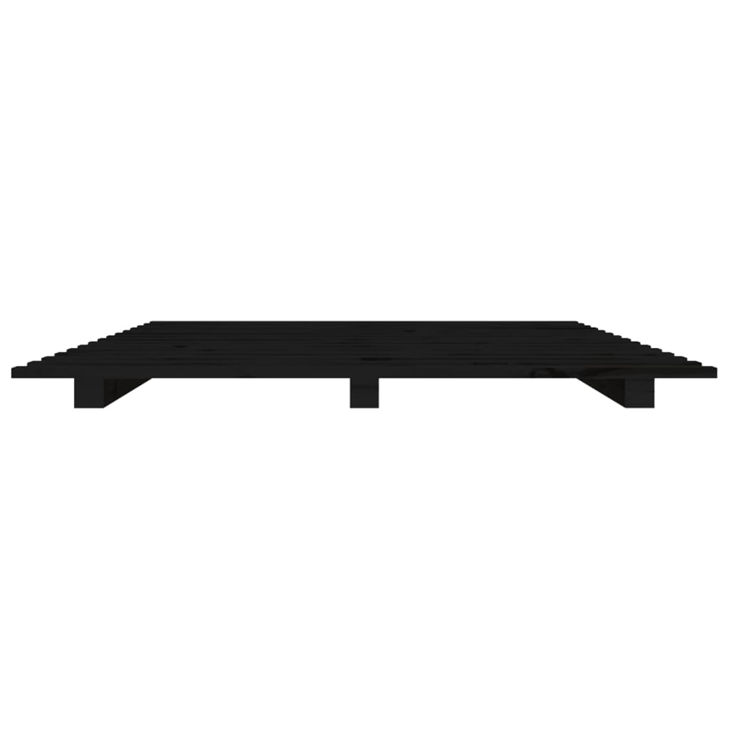 vidaXL Bed Frame without Mattress Black 75x190 cm Small Single Solid Wood Pine