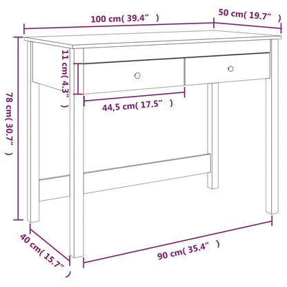 vidaXL Desk with Drawers 100x50x78 cm Solid Wood Pine