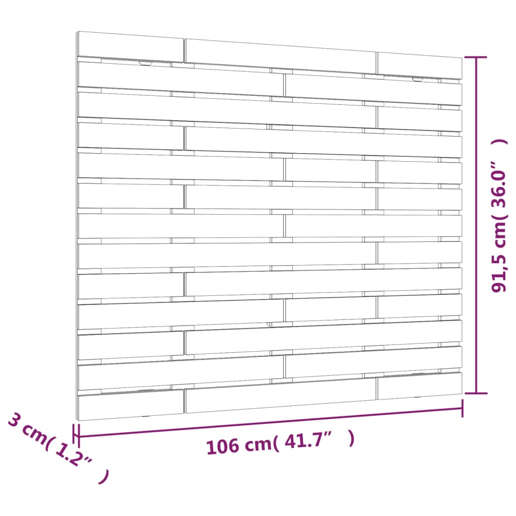 vidaXL Wall Headboard Black 106x3x91.5 cm Solid Wood Pine
