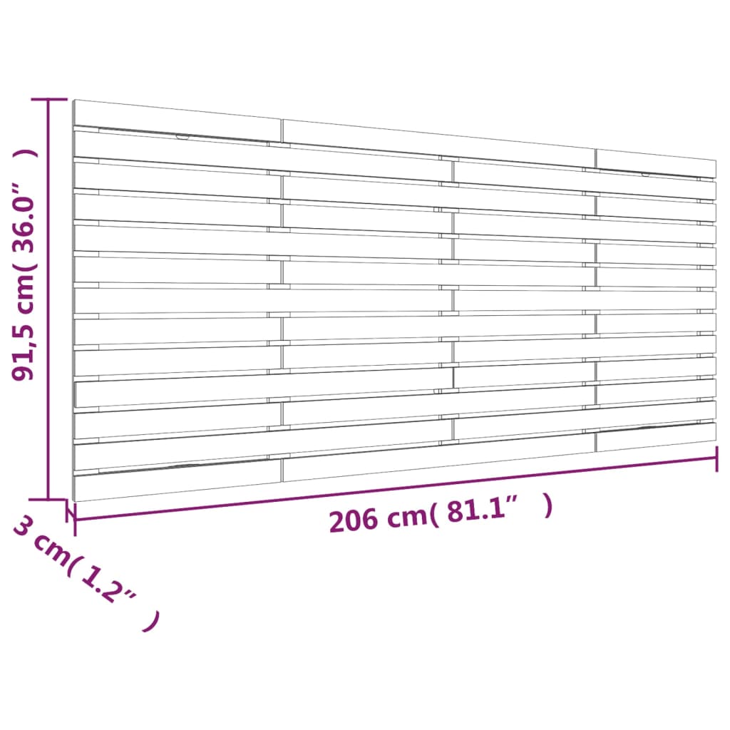vidaXL Wall Headboard 206x3x91.5 cm Solid Wood Pine