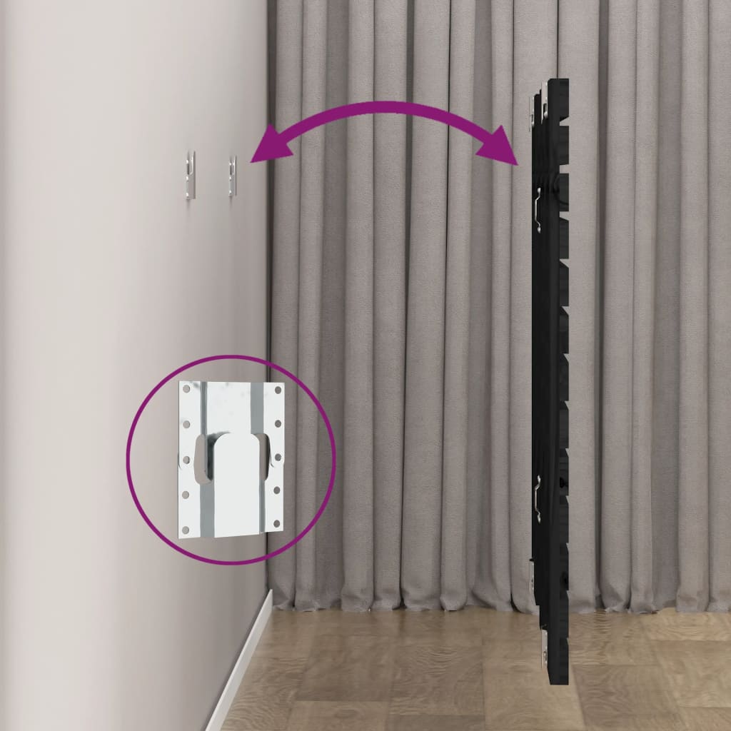 vidaXL Wall Headboard Black 126x3x91.5 cm Solid Wood Pine