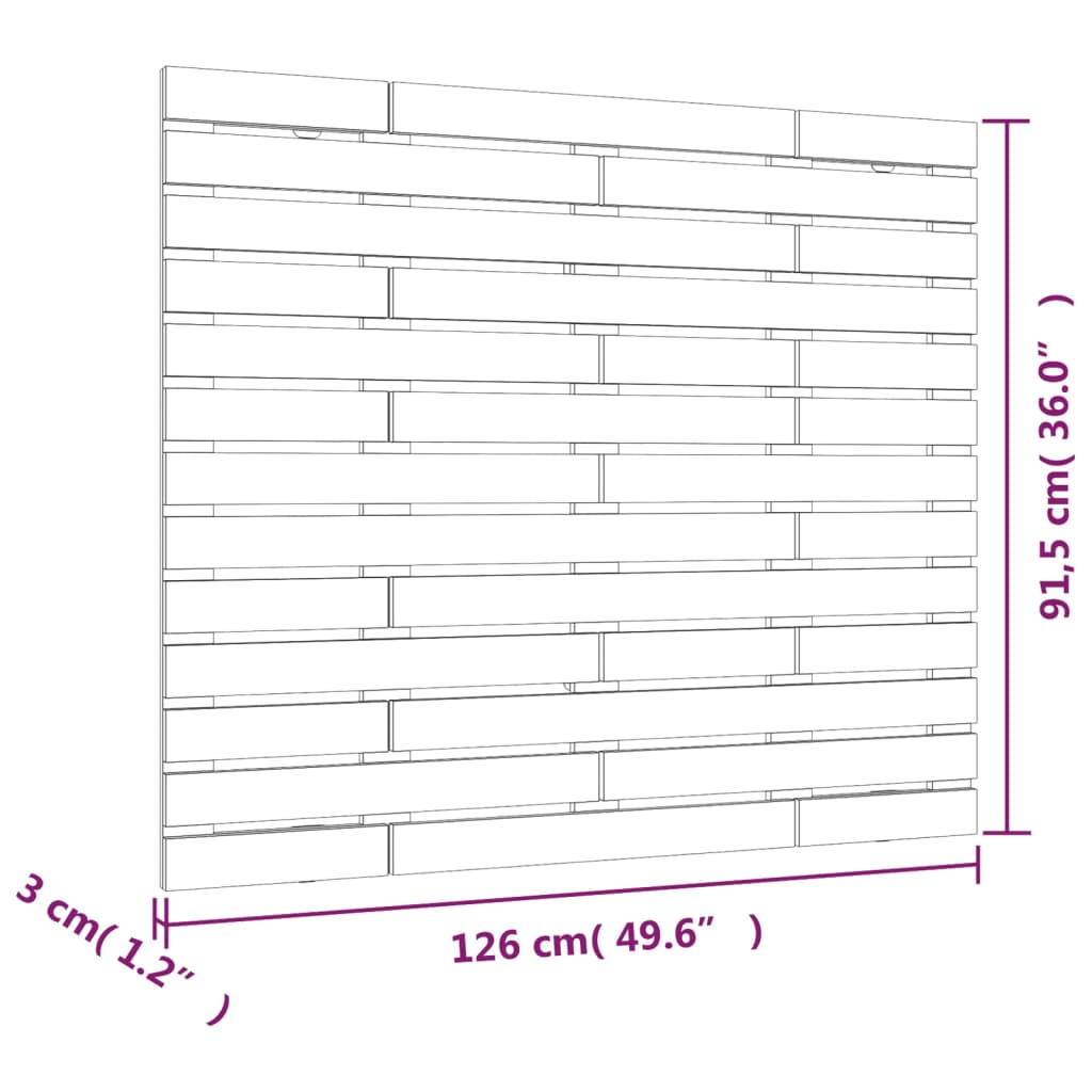 vidaXL Wall Headboard Black 126x3x91.5 cm Solid Wood Pine