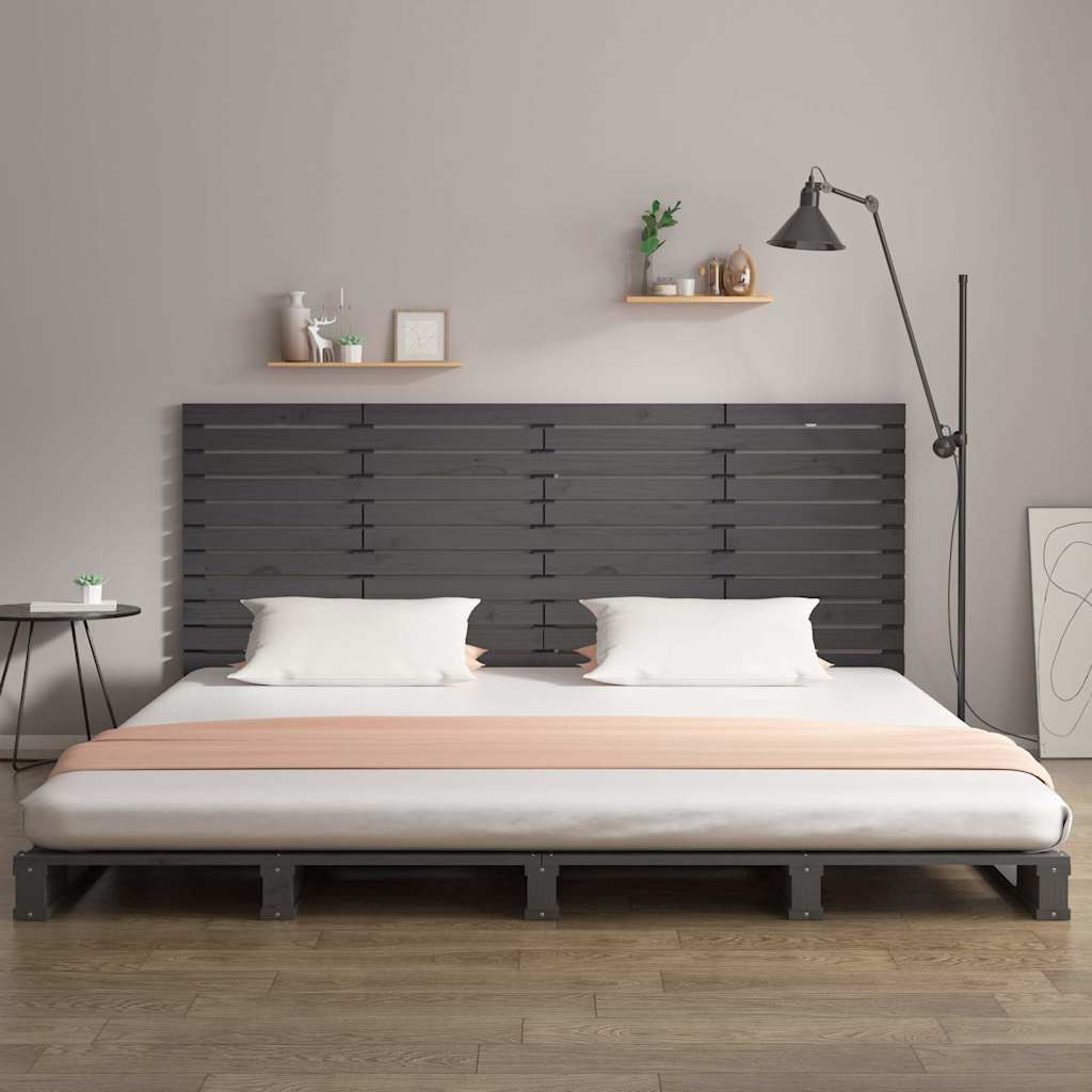 vidaXL Wall Headboard Grey 156x3x91.5 cm Solid Wood Pine