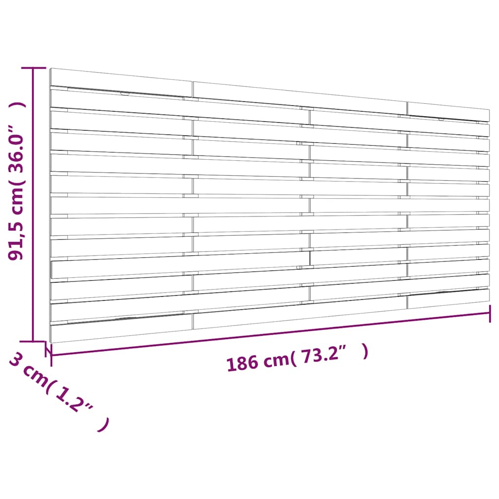 vidaXL Wall Headboard 186x3x91.5 cm Solid Wood Pine