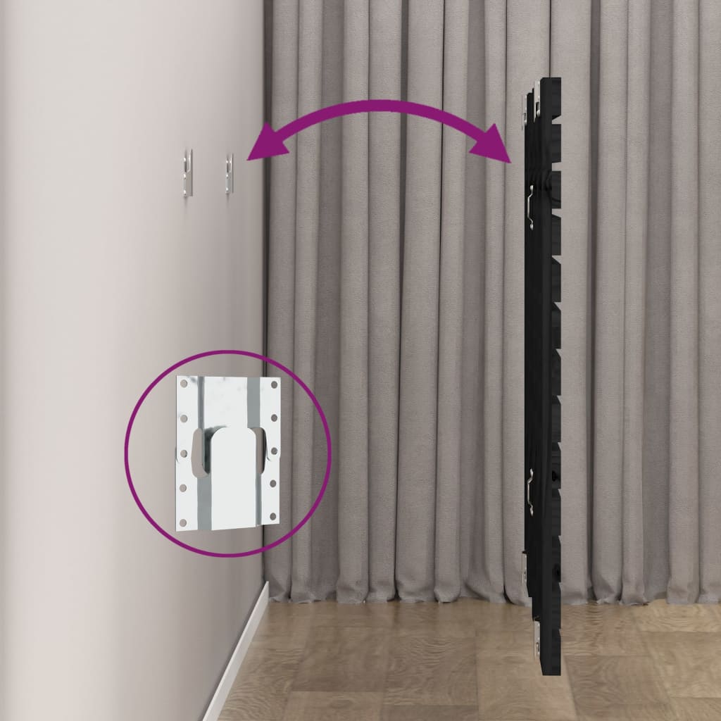 vidaXL Wall Headboard Black 141x3x91.5 cm Solid Wood Pine