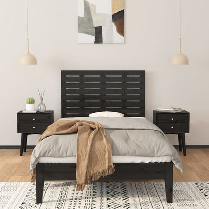vidaXL Wall Headboard Black 106x3x63 cm Solid Wood Pine