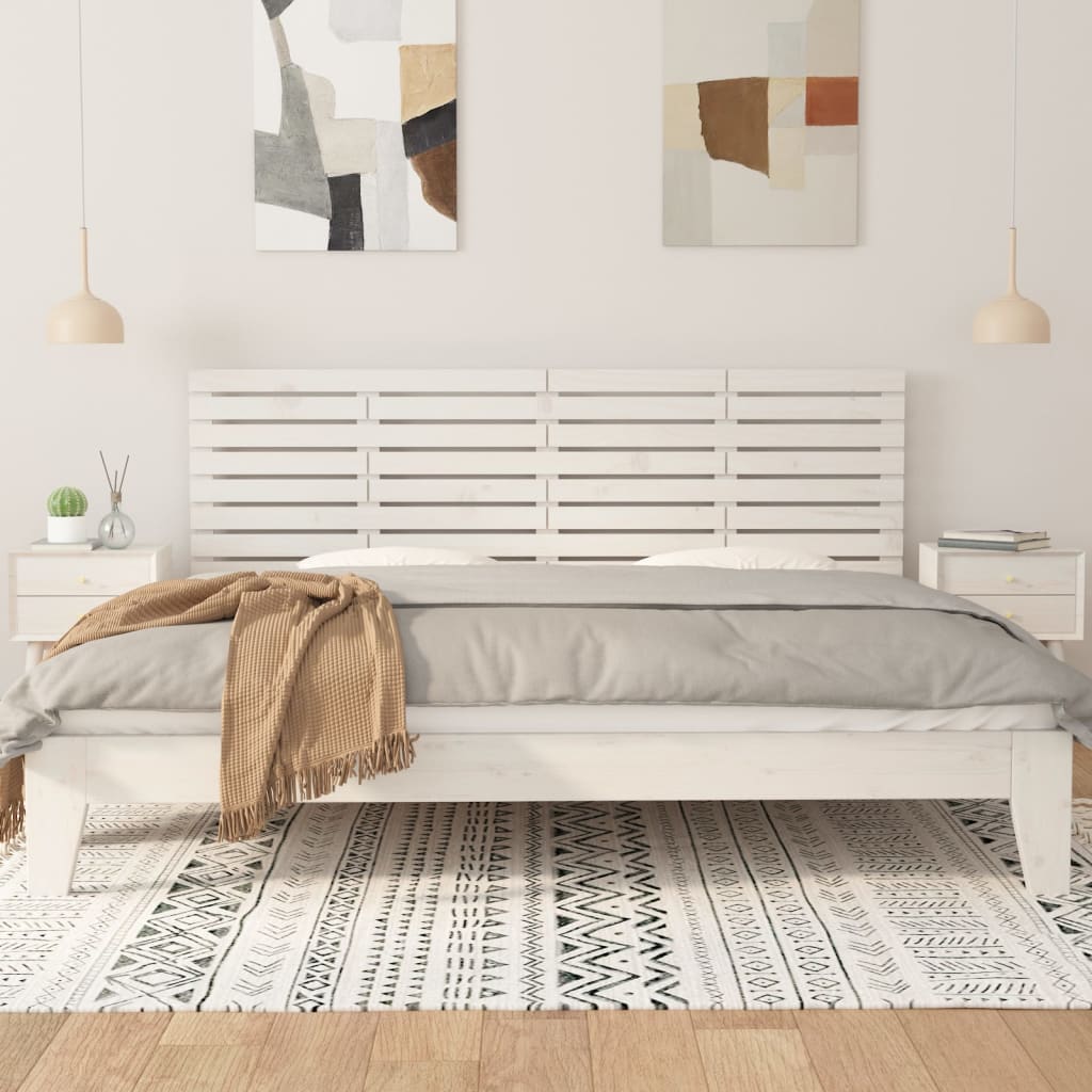 vidaXL Wall Headboard White 206x3x63 cm Solid Wood Pine