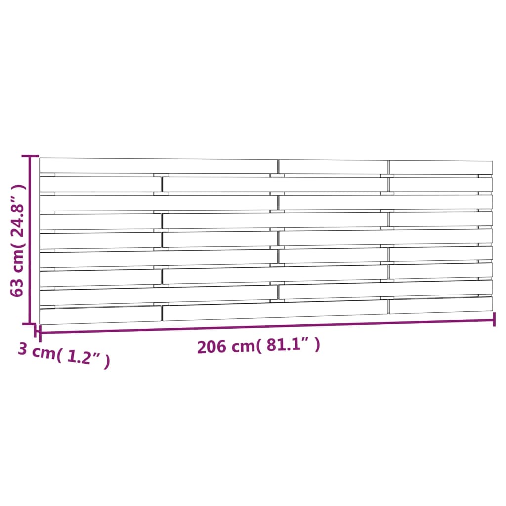 vidaXL Wall Headboard White 206x3x63 cm Solid Wood Pine