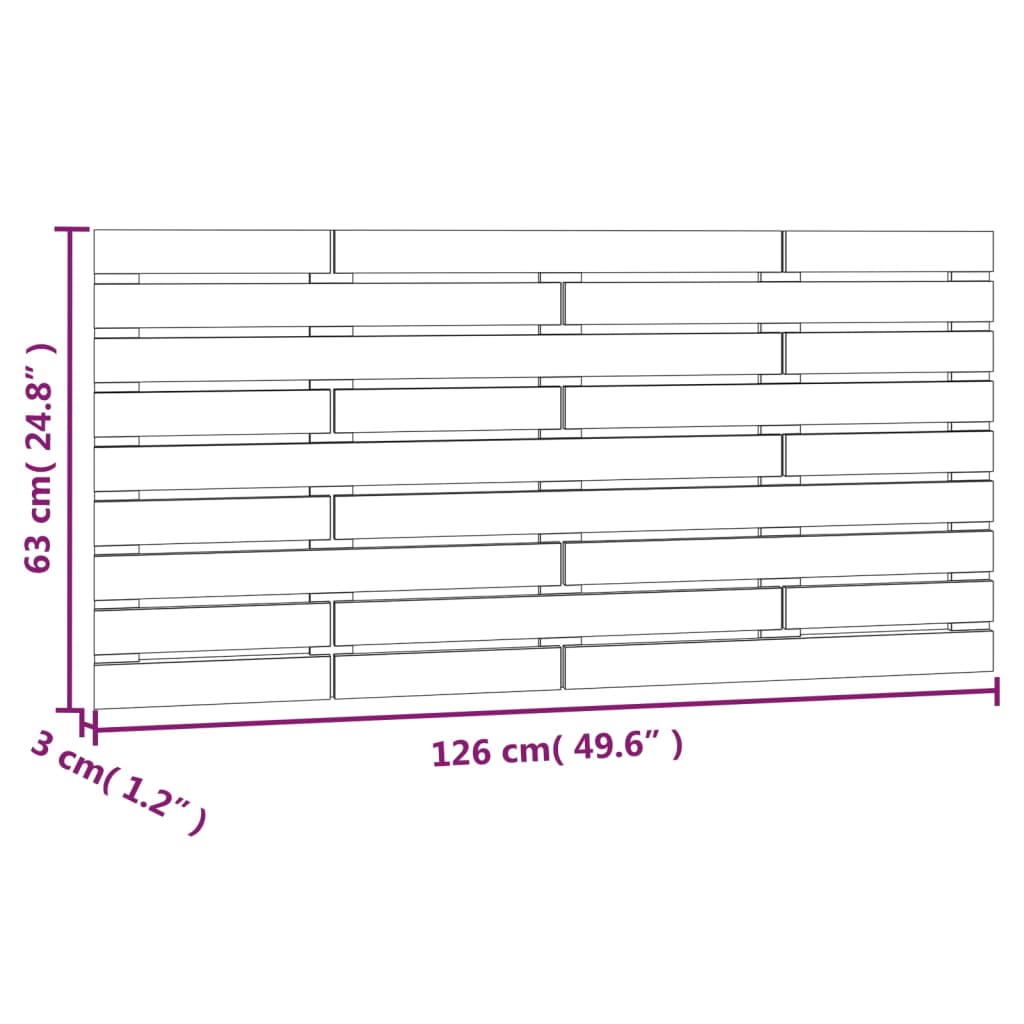 vidaXL Wall Headboard Grey 126x3x63 cm Solid Wood Pine