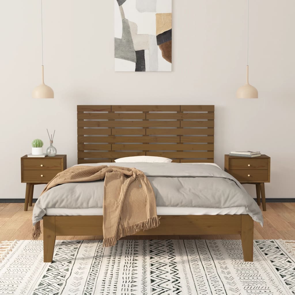 vidaXL Wall Headboard Honey Brown 146x3x63 cm Solid Wood Pine