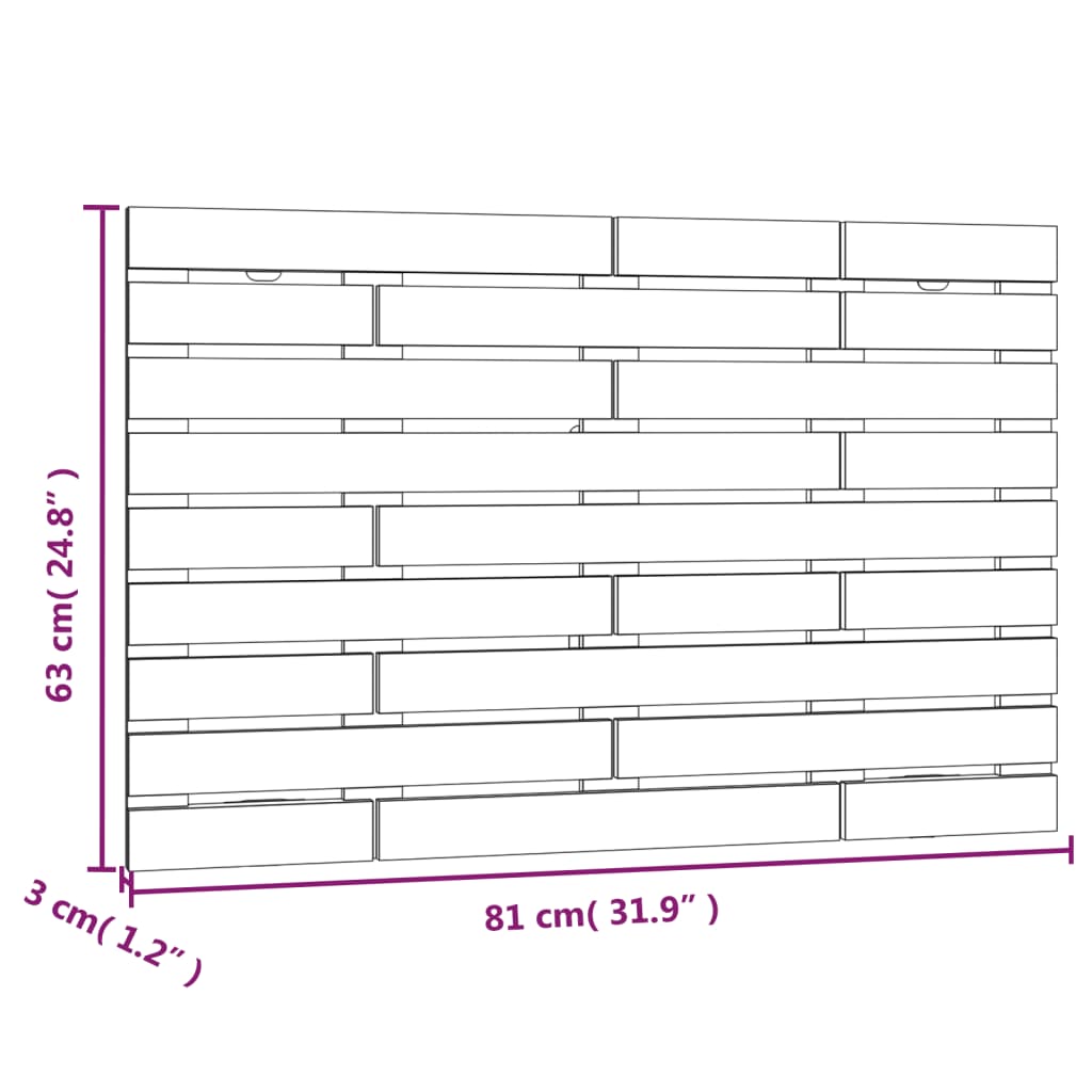 vidaXL Wall Headboard 81x3x63 cm Solid Wood Pine