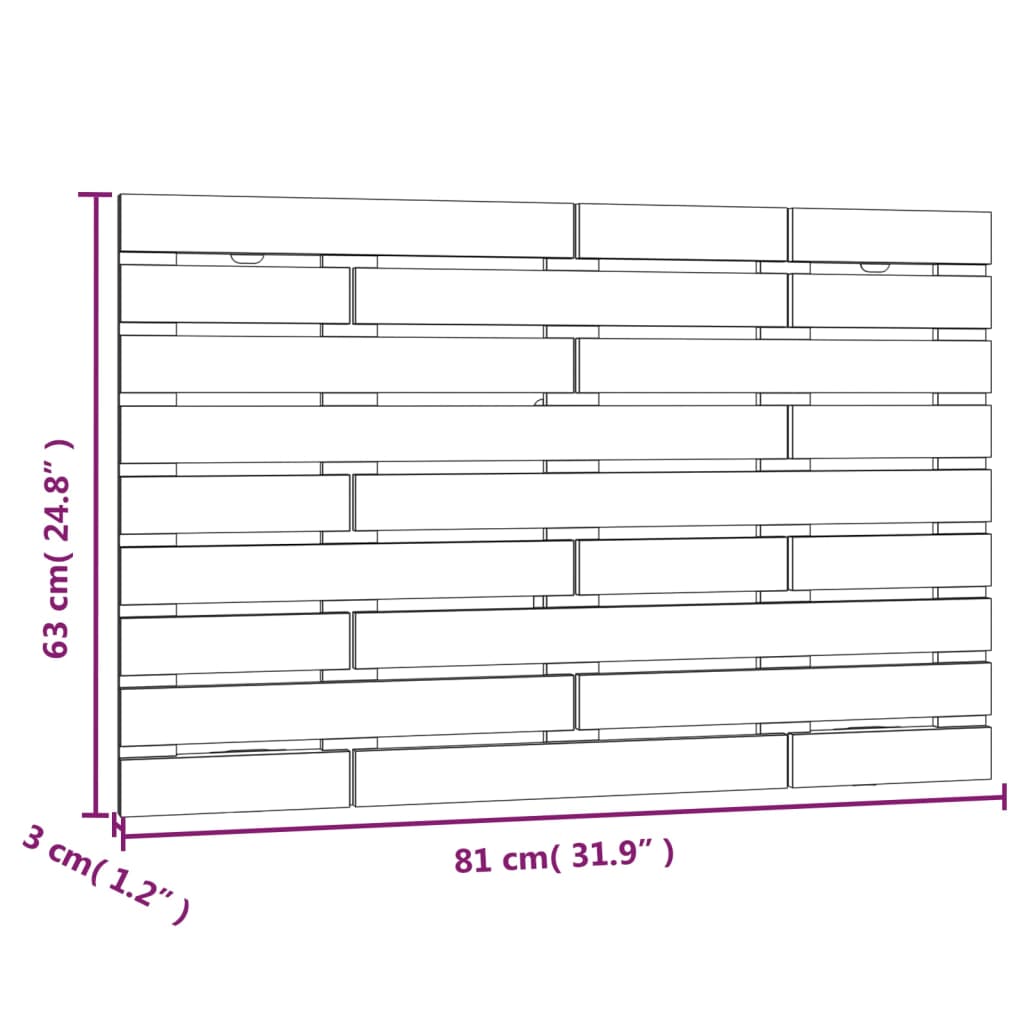 vidaXL Wall Headboard Honey Brown 81x3x63 cm Solid Wood Pine