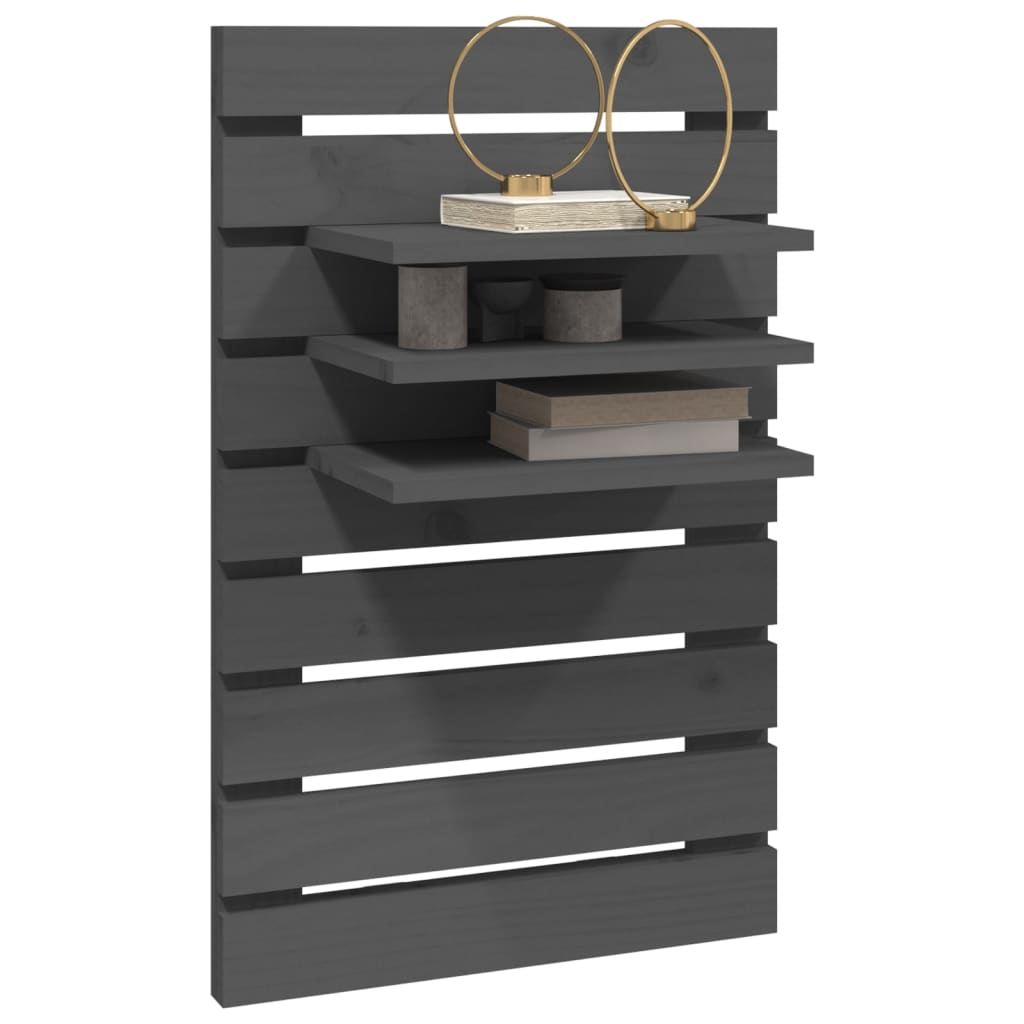 vidaXL Wall-mounted Bedside Shelves 2 pcs Grey Solid Wood Pine