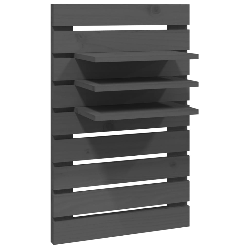 vidaXL Wall-mounted Bedside Shelves 2 pcs Grey Solid Wood Pine